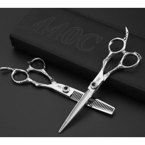 6.0 Professional Hairdressing Scissors Hair Cutting Shears Scissor Professional Barber Scissors Set Haircut Set Japan 440C Steel