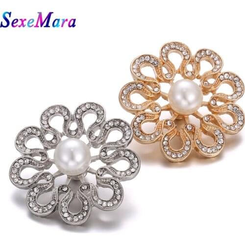 6pcs/lot New 18mm Metal Rhinestone Flower Style Snap Buttons Jewelry Fit 18mm Snap Bangle Buttons Jewelry