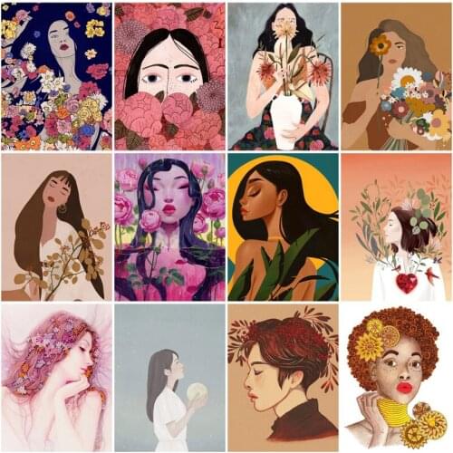 Abstract Fashion Girl Diamon Painting Mosaic Art Figure Portrait Paint Diy Jewel Cross Stitch Room Decor Arts and Crafts