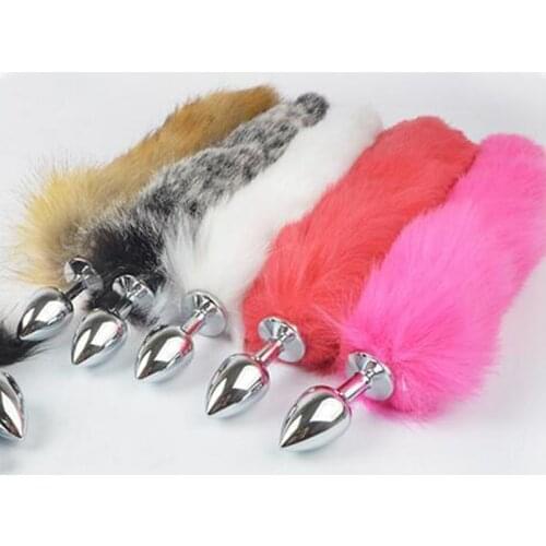 Anal Plug In Adult Games Fox Tail Stainless steel Anal Pleasure Bead Butt Plug Stimulator Sex Products Flirt Toys For Women