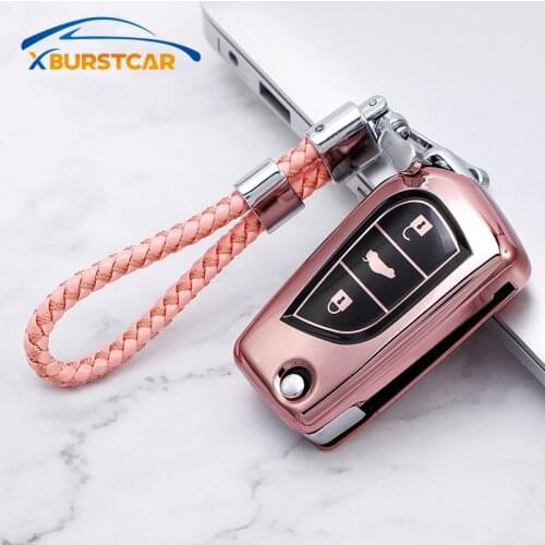 Auto For Toyota Auris Avensis Aygo Corolla Camry RAV4 Verso Scion Yaris Soft TPU Car Flip Key Case Cover Bag Keychain Protector