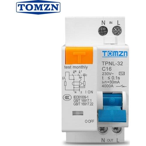 TPNL DPNL 230V 1P+N Residual current Circuit breaker with over and short current Leakage protection RCBO MCB