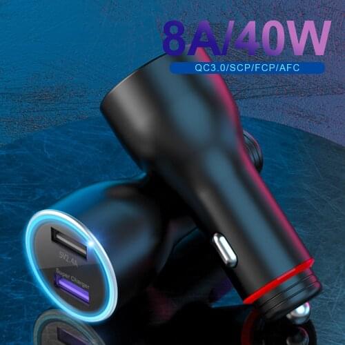 ILEPO 40W Car Charger For Huawei Dual USB Super Fast Charger Type C Cable Charge Adapter For Mate 30 20 10 9 X P40 P30 Pro