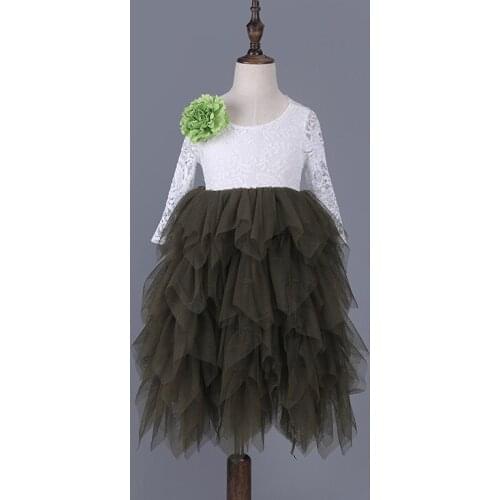 Kid Dresses for Weddings 2017 Summer New Lace Long Sleeve Childrens Dress Girl Dresses Formal Flower Princess Dress Long Style