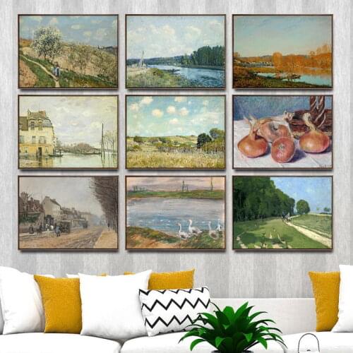 Home Decoration Art Wall Pictures for Living Room Poster Print Canvas Printings Paintingsn French Alfred Sisley Landscape