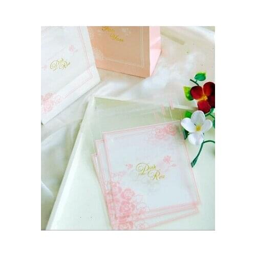 E1 PINK ROSE 10*13CM / 7*10CM Cookie packaging self-adhesive plastic bags for biscuits snack baking package