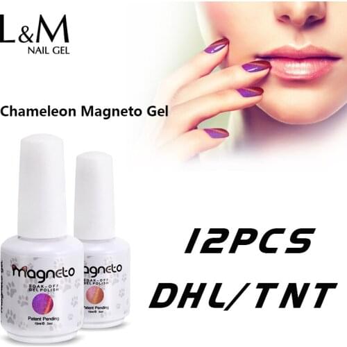 DHL Fast 12 Pcs Kit Chameleon Magneto Gel 15ml Bright Varnish Magnetic 3D Cat Eyes Colorful Glitter Polish