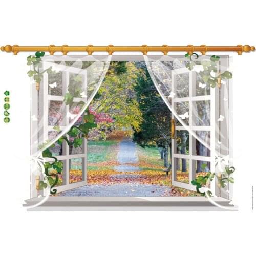 Art Wall Decals Home Decor 3d Effect False Window Screen Scenery Wall Sticker Living Room Bedroom Closet Decoration Stickers