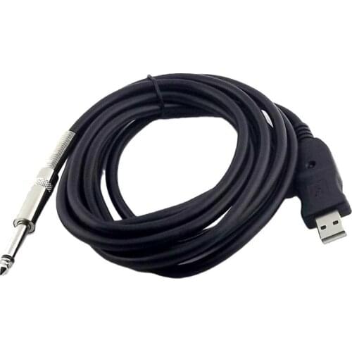 1x 6.35mm 1/4" Male To USB Link Guitar Bass Connection Instrument Adapter Cable 3M