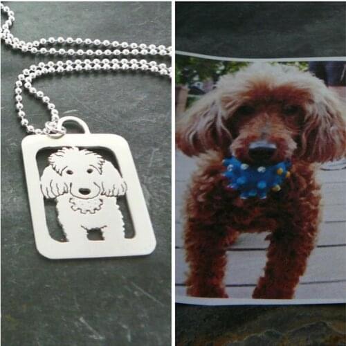 Miniature Poodle Necklace, Your Pet Pendant, Dog silhouette Memory Jewelry Keepsake Memorial Gift