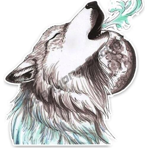 Fashion Animal Wolf Car Sticker Decal Waterproof Car Accessories for Bumper Guitar Truck Window Scratch-Proof ExteriorPVC13x12cm