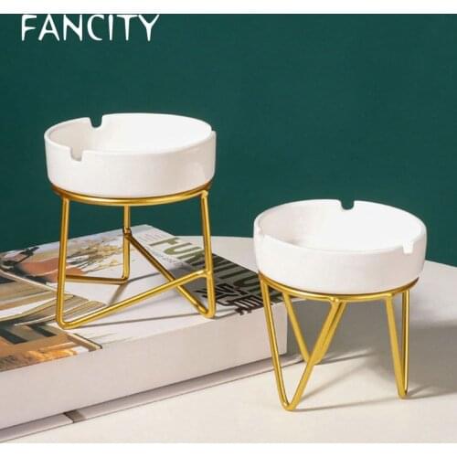 FANCITY Fashionable wrought iron ashtray home living room decoration decoration creative personality trend geometric ashtray