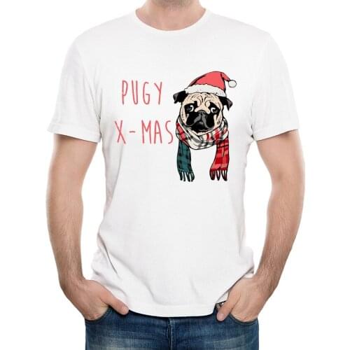 Fashion Santa Pug T-Shirt Mens Personalized Pug Christmas T Shirts High Quality Hipster Short Sleeve Tops Tee lc2892