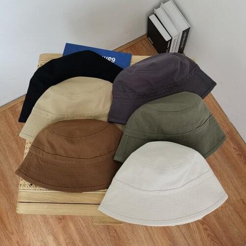 Bucket Hat Men /women Summer Shade Bucket Hat Simple Pure Color Cotton Casual Hat Unisex 2021