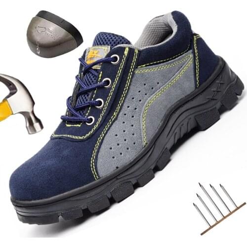 2021 Mens Safety Shoes Outdoor Breathable Mesh Steel Toe Work Shoes Anti Smashing Puncture Proof Comfortable Light Safety Boot