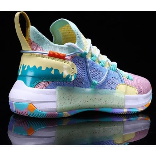 Mens Cool Tech Design Unique Colorful Basketball Shoe Anti-skid Shock Absorption Candy Multicolor Sneaker Court Fashion Partner