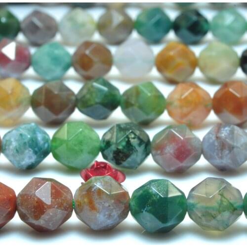 Natural Indian Agate Diamond Faceted Round Loose Beads Wholesale Gemstone Semi Precious Stone Bracelet Necklace Jewelry Making