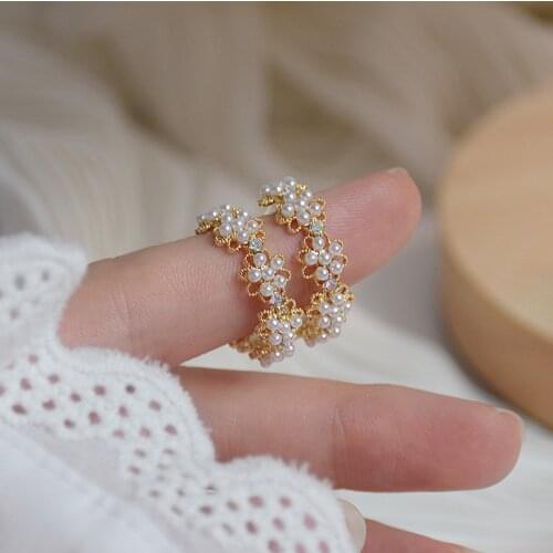 S925 Sterling Silver Needle Delicate Zircon CZ C Stud Earrings for Women 14K Real Gold Pearl Flower Earrings