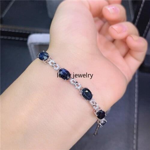 New Natural Sapphire Bracelet 925 Silver Ladies Bracelet Luxury Elegant Fashion Trend 5*7mm