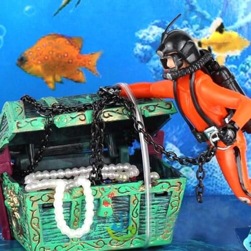 New Unique Design Treasure Hunter Diver Action Figure Fish Tank Ornament Landscape Aquarium Decoration Accessories 1Pc