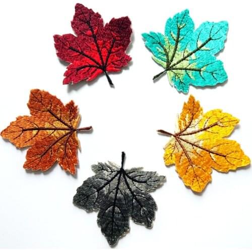 Customized Wholesale Embroidered Cloth Stickers Flower Maple Leaf Adhesive Clothing Accessories Bag Accessories Patch