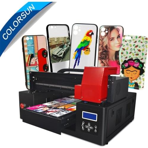 Colorsun Automatic uv flatbed printer A3+ digital uv printer for phone case wood glass metal UV printing machine XP600 printhead