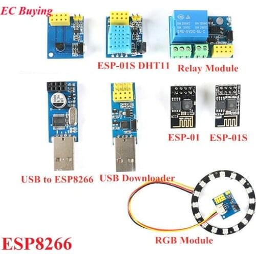 ESP8266 5V WiFi Relay Module DS18B20 DHT11 RGB LED Controller Things Smart Home Remote Control Switch ESP-01S For Arduino STM