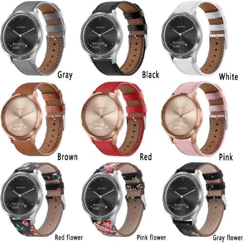 Genuine Leather Strap For Garmin HR Smart Watch 2019 breathable Floral Band adjustable Flower Slim Sports Replacement Wristband