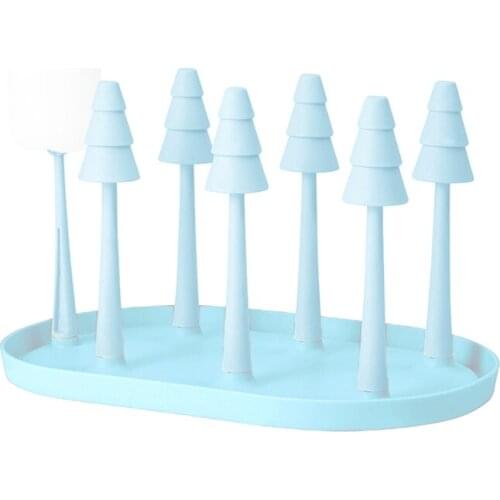 Detachable 6 Cup Drainer Cup Drying Rack Stand with Drain Tray and Cup Washing Brush Non-Slip Mugs Storage Stylish Cup for
