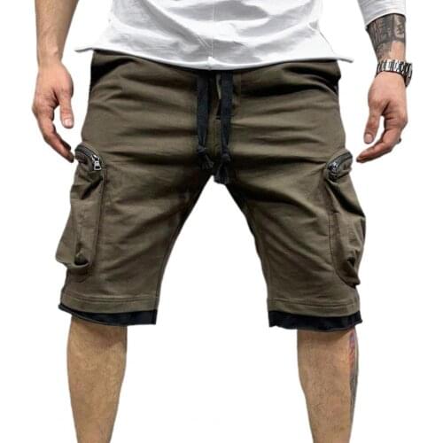 Fake Two Piece Cargo Shorts Comfortable Breathable Knee Length Men Wide Leg Straight Sweat Shorts Streetwear for Training