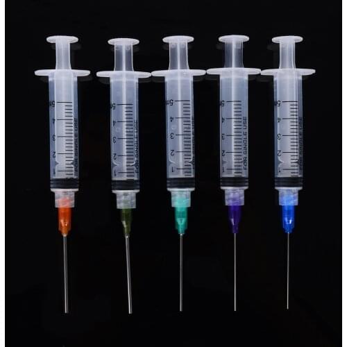 5pcs New 5ml Capacity Syringe Crimp Sealed-Blunt Needle Tips Transparent Syringes For Industrial Glue Oil Ink