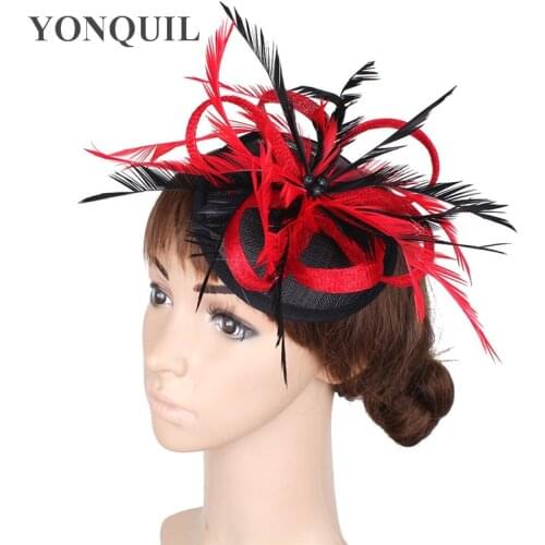 Sinamay Wedding Fashion Hat Bridal Fascinator Headwear Hair Pin Sinamay Party Chapeau Cap Elegant Ladies Headpiece Headband