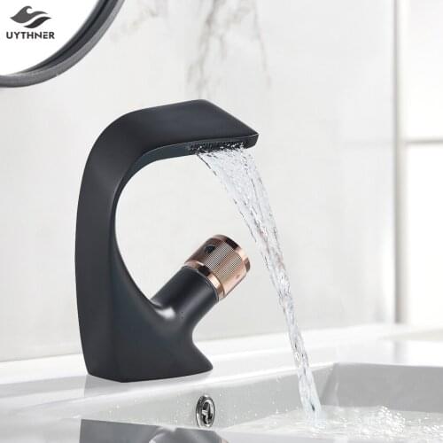 Basin Faucets Bath Basin Mixer Faucet Creative Waterfall Water Outlet Bathroom Vessel Sink Mixer Taps Hot and Cold Water Mixer