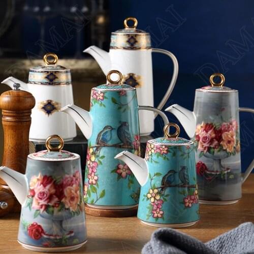 Flowers Decoration Ceramic Oil Dispenser Bottles Retro Rural Porcelain Olive Oils Bottle Soy Sauce Cruet Home Kitchen Organizer
