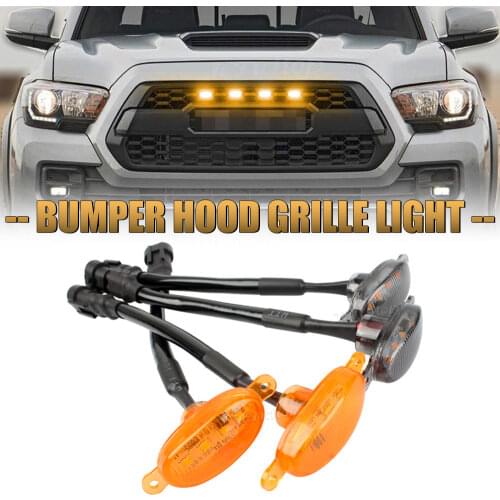 12V 4-SMD LED Bulbs Car Front Bumper Hood Grille Light Daytime Running Lamp Indicator Signal Light Amber Car Assessories
