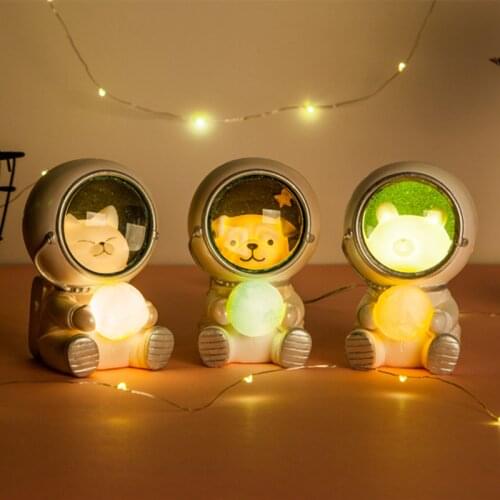 Led Resin Night Light Cute Gift For Girl Creative Astronaut Animal Night Lamp For Childrens Room Bedroom Decoration Star Light