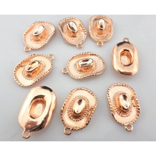 14pcs Alloy Rose Gold Cowboy Hat Charms Craft Pendants 14x22mm Jewelry Findings