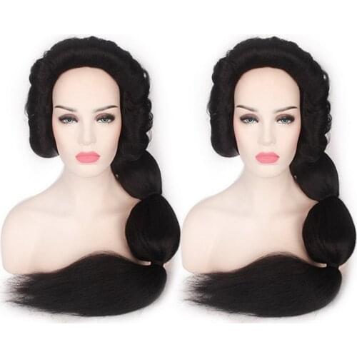 Jasmine 90cm Black Long Styled Braid Fluffy Synthetic Hair Cosplay Costume Wig + Free Wig Cap Aladdin Jasmine Cosplay costumes