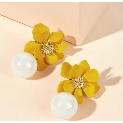 Korea Cute Flower Earrings Fashion Jewelry Dangle Earring for Women Wedding Party Bohemian Pearl Earring Boucles D Oreille Femme