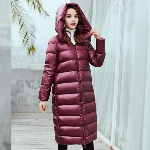2021 Fashion 90% White Duck Down Coats Warm Long Down Outerwear Down Jacket Women Autumn Winter Hooded Waterpoof Female Parkas