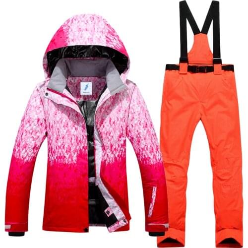 Women Suit South Single and Double Board Ski Suit Thickened Cotton Padded Windproof Waterproof and Warm Snowboarding Set