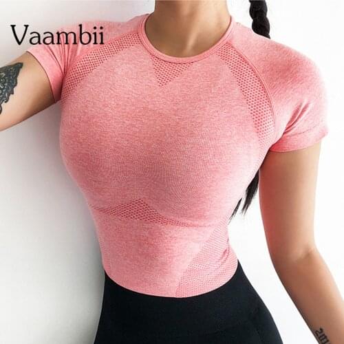 Womens Sports Top T-shirt Shirt For Fitness Women Sport Tshirt Woman Short Sleeve T-shirts W Crop Top Seamless Top Sportswear