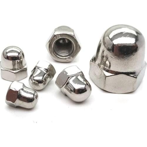 1/50pcs M3 M4 M5 M6 M8 M10 M12 M14 M16 304 A2-70 Stainless Steel Hex Hexagon Acorn Nut Cap Decorative Cover Semicircle Dome Nuts
