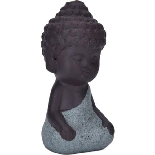 1Pc small Buddha statue monk figurine tathagata India Yoga tea pet purple ceramic crafts decorative ceramic ornaments