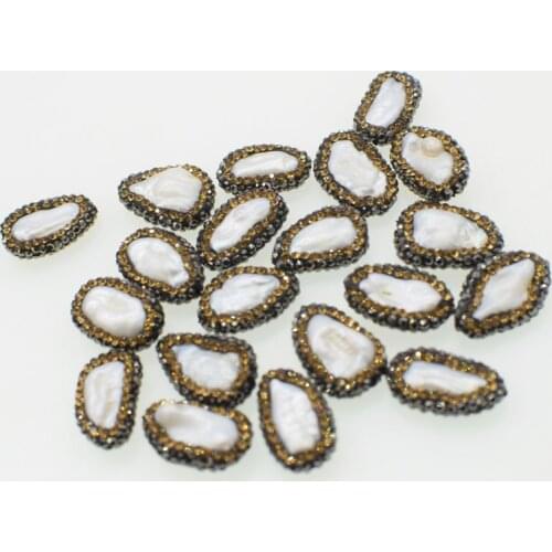 10pcs loose beads white biwa baroque zircon 14*19mm freshwater pearl for DIY jewelry making FPPJ wholesale beads nature