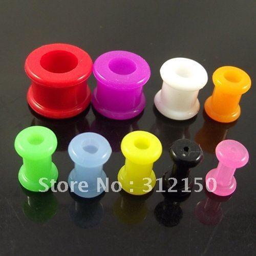 140pcs Free Shipping mixed sizes & colors soft Silicone Ear Taper Ear Plug UV body Jewelry Flesh Tunnel