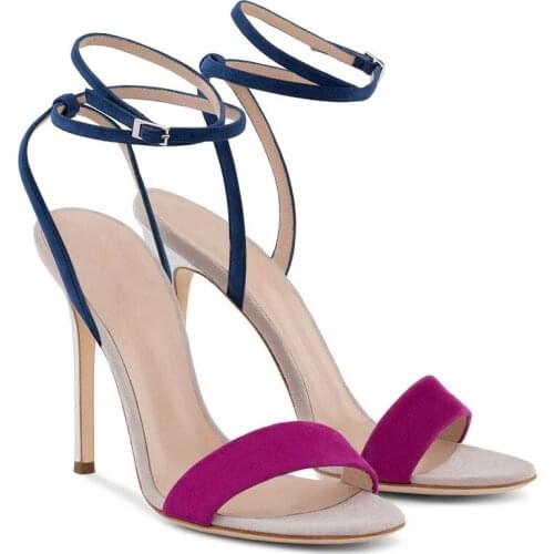 2021 summer new style collar color matching buckle banquet dress women sandals fashion stilettos custom large size sandals