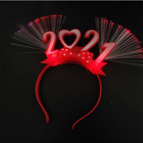 2021 Glowing hairband Headdress Wholesale New Year Flash with Lamp Hoop New Years Day New Year Annual Meeting Activity Props