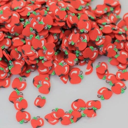 50g/lot Red Apple Slice Polymer Clay Fruits Slices Soft Clay Sprinkles for Crafts Filler DIY Nail Arts Decoration 5mm