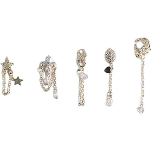 5pcs Nail Decorative Stone Chain Lines 3D Tips Rhinestones Diamond Pendants